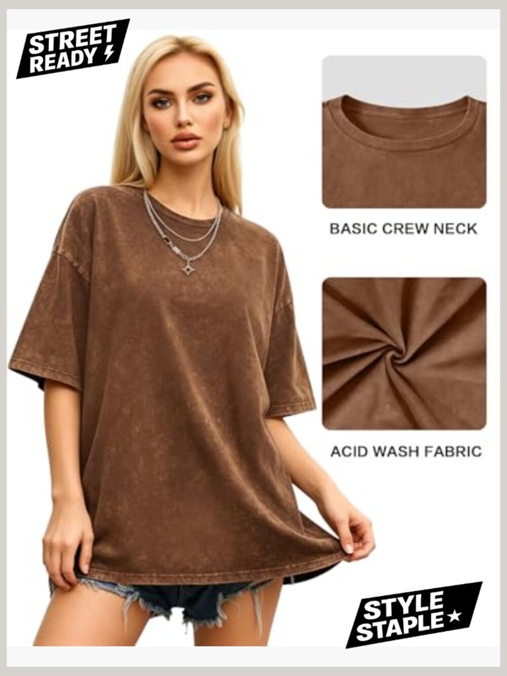 Oversized Y2k Vintage Crew Neck Short Sleeve Tee Comfy Loose Fit - Picture 5 of 7